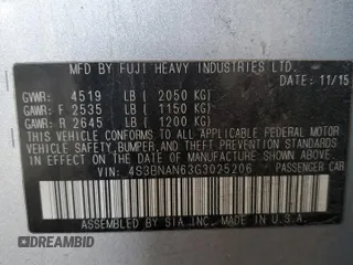 2016 Subaru Legacy Limited with VIN 4S3BNAN63G3025206, listed as a Copart auction lot 61668595 with 114,313 mi miles and Salvage title. Bid and sale history available at DreamBid. Image 12.