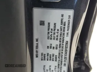 2025 Tesla Model 3 Long Range with VIN 5YJ3E1EAXSF922964, listed as a Copart auction lot 51526785 with Not Provided miles and Salvage Title. Bid and sale history available at DreamBid. Image 13.
