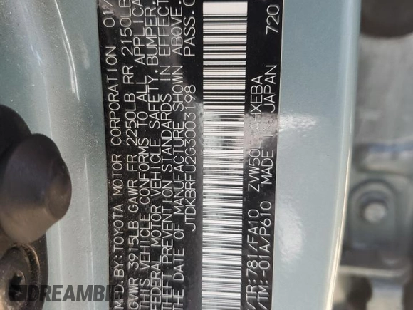 2016 Toyota Prius Two z VIN JTDKBRFU2G3003198, wystawiony jako Copart lot #55325305 z przebiegiem 194 779 mil mil oraz Szkoda całkowita • Salvage title. Historia ofert i sprzedaży dostępna na DreamBid. Obrazek 14.
