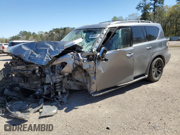 2018 Nissan Armada Platinum with VIN JN8AY2ND2J9055023, listed as a Copart auction lot 49233845 with 0 mi miles and Salvage Title. Bid and sale history available at carsss.com. Image 1.