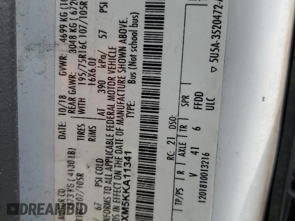 2019 Ford Transit Passenger XL with VIN 1FBVU4XM5KKA11341, listed as a Copart auction lot 55269545 with 695,443 mi miles and Clean Title. Bid and sale history available at DreamBid. Image 13.