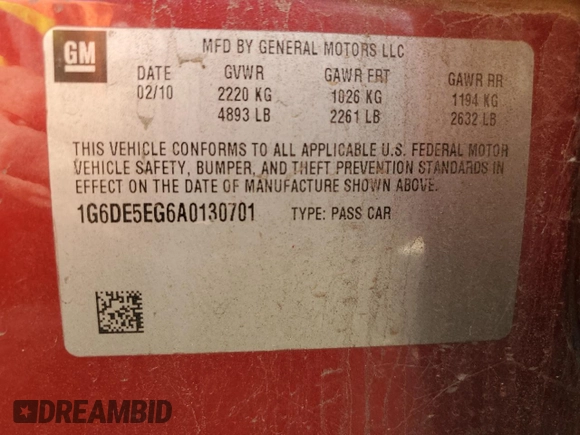 2010 Cadillac CTS Luxury with VIN 1G6DE5EG6A0130701, listed as a Copart auction lot 49847435 with Not Provided miles and Salvage Title. Bid and sale history available at carsss.com. Image 14.