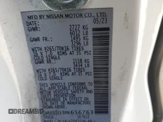 2023 Nissan Frontier S with VIN 1N6ED1CL9PN656763, listed as a Copart auction lot 58564245 with 27,413 mi miles and Clean title. Bid and sale history available at DreamBid. Image 13.