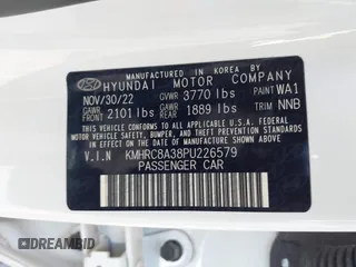 2023 Hyundai Venue Limited with VIN KMHRC8A38PU226579, listed as a IAAI auction lot 42096908 with 16,728 mi miles and . Bid and sale history available at DreamBid. Image 9.