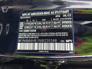 2022 Mercedes-Benz GLB 250 с VIN W1N4M4HB1NW239248, выставлен на аукционе IAAI как лот 41286106 с пробегом 49 238 миль миль и . История ставок и продаж доступна на DreamBid. Изображение 9.