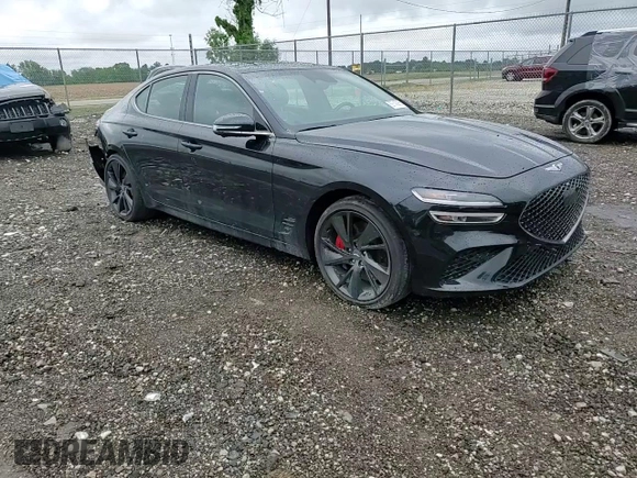 2022 Genesis G70 3.3T with VIN KMTG54TE9NU098610, listed as a Copart auction lot 59743295 with 42,025 mi miles and Salvage title. Bid and sale history available at DreamBid. Image 13.