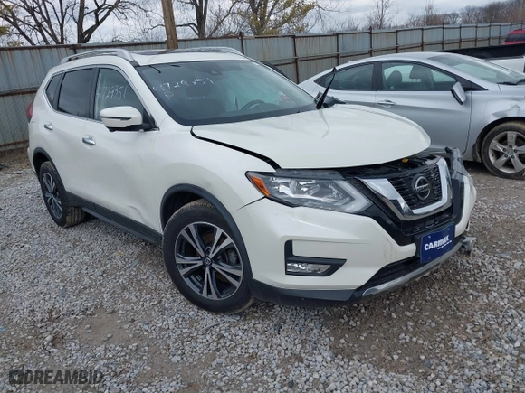 2019 Nissan Rogue SV with VIN JN8AT2MV0KW379907, listed as a IAAI auction lot 41729351 with 52647 miles. Bid and sale history available at carsss.com. Image 1.