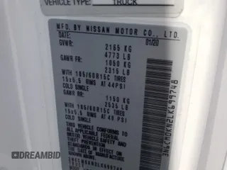 2020 Nissan NV200 SV with VIN 3N6CM0KN2LK699748, listed as a Copart auction lot 60076015 with 152,243 mi miles and Salvage title. Bid and sale history available at DreamBid. Image 13.