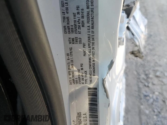 2023 Ram 1500 Laramie with VIN 1C6SRFRT0PN641605, listed as a Copart auction lot 70271924 with 17,917 mi miles and Salvage title. Bid and sale history available at DreamBid. Image 12.