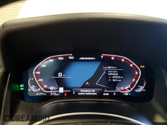 2019 BMW 8 Series M850i xDrive with VIN WBAFY4C56KBX39668, listed as a Copart auction lot 47829505 with 68,774 mi miles and Salvage title. Bid and sale history available at DreamBid. Image 9.