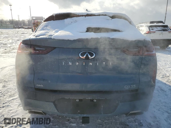 2022 Infiniti QX55 Sensory with VIN 3PCAJ5L35NF100575, listed as a Copart auction lot 88796385 with 18,122 mi miles and Clean title. Bid and sale history available at DreamBid. Image 6.