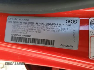 2017 Audi A7 Premium Plus with VIN WAUW3AFC1HN004451, listed as a Copart auction lot 44163335 with 97,191 mi miles and Salvage Title. Bid and sale history available at carsss.com. Image 12.