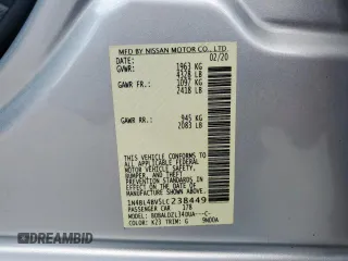 2020 Nissan Altima S with VIN 1N4BL4BV5LC238449, listed as a Copart auction lot 62261215 with Not provided miles and Clean title. Bid and sale history available at DreamBid. Image 12.