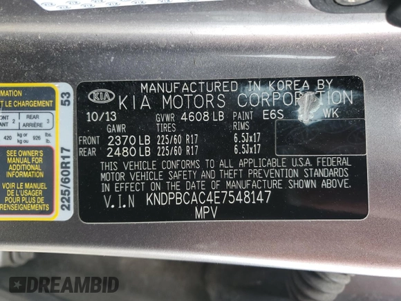 2014 Kia Sportage LX with VIN KNDPBCAC4E7548147, listed as a Copart auction lot 52459665 with 108,667 mi miles and Non Repairable. Bid and sale history available at carsss.com. Image 15.