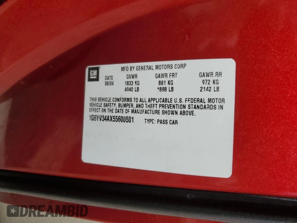 2005 Cadillac XLR z VIN 1G6YV34AX55600501, wystawiony jako Copart lot #72423004 z przebiegiem 31 601 mil mil oraz Szkoda całkowita • Salvage title. Historia ofert i sprzedaży dostępna na DreamBid. Obrazek 12.