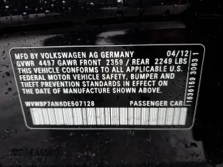 2013 Volkswagen CC Sport Plus with VIN WVWBP7AN6DE507128, listed as a Copart auction lot 56759035 with 77,140 mi miles and Salvage title. Bid and sale history available at DreamBid. Image 13.