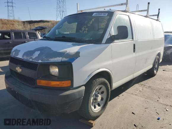 2012 Chevrolet Express Cargo with VIN 1GCSGAFX0C1101889, listed as a Copart auction lot 43868765 with 220,614 mi miles and Salvage title. Bid and sale history available at DreamBid. Image 1.
