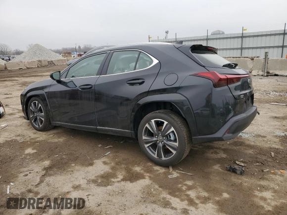 2025 Lexus UX with VIN JTHUCJDH5S2003058, listed as a Copart auction lot 43457505 with 1,239 mi miles and Salvage Title. Bid and sale history available at carsss.com. Image 2.