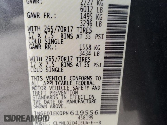 2023 Nissan Frontier SV with VIN 1N6ED1EK0PN619556, listed as a Copart auction lot 69888724 with 19,446 mi miles and Non Repairable. Bid and sale history available at carsss.com. Image 12.