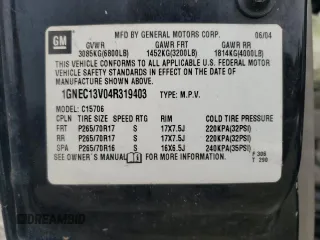 2004 Chevrolet Tahoe LS z VIN 1GNEC13V04R319403, wystawiony jako Copart lot #60996875 z przebiegiem 266 466 mil mil oraz Szkoda całkowita • Salvage title. Historia ofert i sprzedaży dostępna na DreamBid. Obrazek 13.
