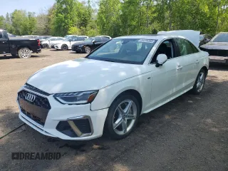 2020 Audi A4 Premium Plus with VIN WAUENAF48LA043648, listed as a Copart auction lot 58335355 with 33,101 mi miles and Salvage title. Bid and sale history available at DreamBid. Image 1.