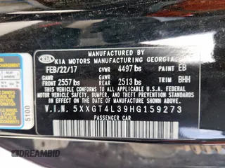 2017 Kia Optima LX with VIN 5XXGT4L39HG159273, listed as a Copart auction lot 61672025 with 134,171 mi miles and Clean title. Bid and sale history available at DreamBid. Image 12.