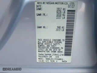 2017 Nissan Altima 2.5 SR with VIN 1N4AL3AP4HC294124, listed as a IAAI auction lot 41539898 with 140,170 mi miles. Bid and sale history available at carsss.com. Image 9.