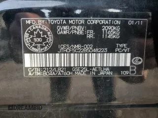 2011 Lexus IS 250 with VIN JTHCF5C22B5048223, listed as a Copart auction lot 48375665 with 195,307 mi miles and Clean Title. Bid and sale history available at carsss.com. Image 12.