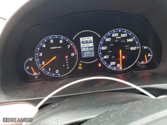 2007 Acura TSX with VIN JH4CL96877C007671, listed as a Copart auction lot 52126265 with 187,113 mi miles and Salvage Title. Bid and sale history available at carsss.com. Image 9.