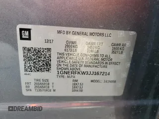 2018 Chevrolet Traverse LS with VIN 1GNERFKW3JJ167214, listed as a Copart auction lot 47131435 with 143,914 mi miles and Salvage Title. Bid and sale history available at carsss.com. Image 16.
