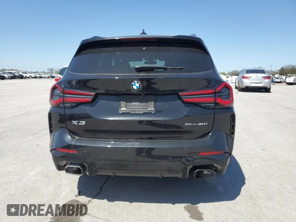 2023 BMW X3 sDrive30i with VIN 5UX43DP05P9P87523, listed as a Copart auction lot 52484675 with 24,834 mi miles and Salvage Title. Bid and sale history available at DreamBid. Image 6.