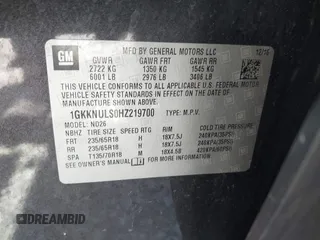 2017 GMC Acadia SLT with VIN 1GKKNULS0HZ219700, listed as a IAAI auction lot 41907572 with 102,915 mi miles. Bid and sale history available at carsss.com. Image 9.