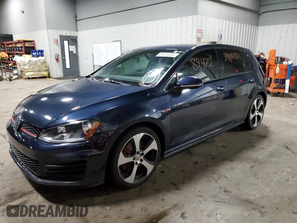 2017 Volkswagen Golf GTI S with VIN 3VW5T7AU9HM001239, listed as a Copart auction lot 39484904 with 84,472 mi miles and Salvage Title. Bid and sale history available at carsss.com. Image 1.