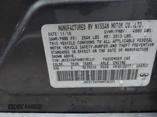 2017 Infiniti Q50 Premium with VIN JN1EV7AP0HM735371, listed as a IAAI auction lot 42101630 with 165,334 mi miles and . Bid and sale history available at carsss.com. Image 9.