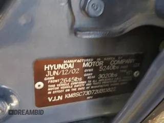 2002 Hyundai Santa Fe GLS with VIN KM8SC73D72U313822, listed as a Copart auction lot 79946994 with 239,734 mi miles and Salvage Title. Bid and sale history available at carsss.com. Image 13.