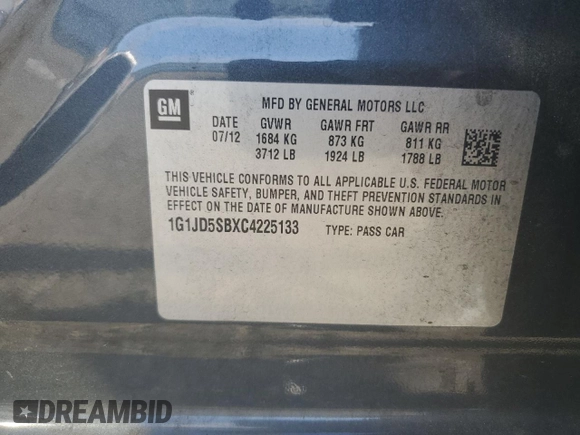2012 Chevrolet Sonic LT z VIN 1G1JD5SBXC4225133, wystawiony jako Copart lot #68525054 z przebiegiem 93 000 mil mil oraz Szkoda całkowita • Salvage title. Historia ofert i sprzedaży dostępna na DreamBid. Obrazek 14.