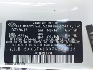 2018 Kia Optima LX z VIN 5XXGT4L30JG234223, wystawiony jako IAAI lot #42204025 z przebiegiem 162 545 mil mil oraz . Historia ofert i sprzedaży dostępna na DreamBid. Obrazek 9.