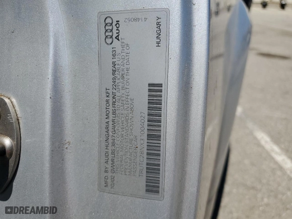 2003 Audi TT with VIN TRUTC28NX31004027, listed as a Copart auction lot 63851004 with 106,252 mi miles and Clean Title. Bid and sale history available at carsss.com. Image 12.