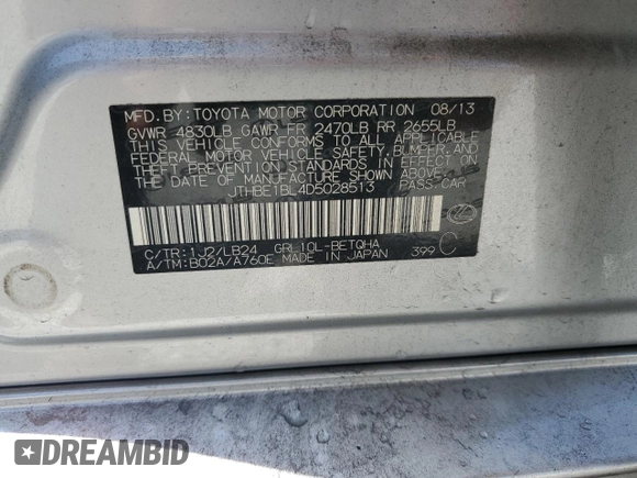 2013 Lexus GS 350 z VIN JTHBE1BL4D5028513, wystawiony jako Copart lot #64791775 z przebiegiem 195 031 mil mil oraz Nie do naprawy • Non repairable. Historia ofert i sprzedaży dostępna na DreamBid. Obrazek 13.