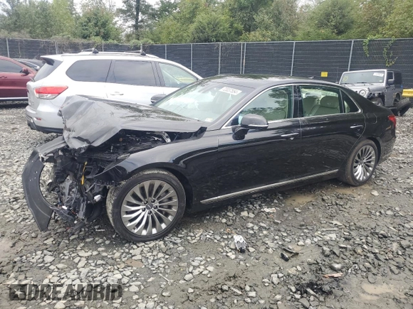 2019 Genesis G90 Premium with VIN KMHG34JA8KU050754, listed as a Copart auction lot 72037554 with 52,318 mi miles and Salvage Title. Bid and sale history available at carsss.com. Image 1.