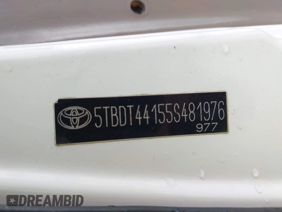 2005 Toyota Tundra SR5 with VIN 5TBDT44155S481976, listed as a IAAI auction lot 41931045 with 146,078 mi miles and . Bid and sale history available at DreamBid. Image 9.