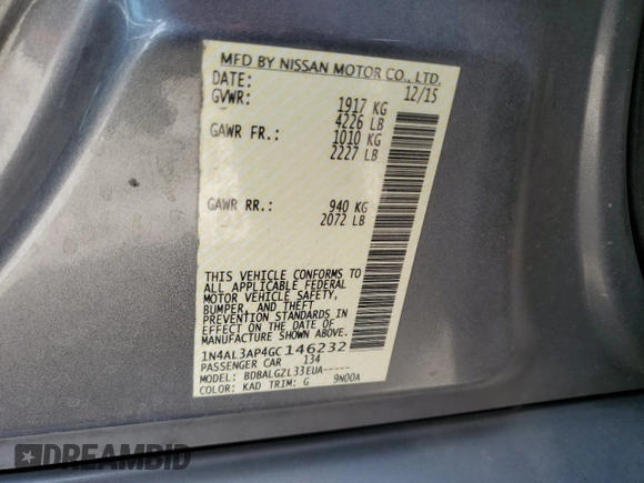 2016 Nissan Altima SR z VIN 1N4AL3AP4GC146232, wystawiony jako Copart lot #55451315 z przebiegiem 200 425 mil mil oraz Szkoda całkowita • Salvage title. Historia ofert i sprzedaży dostępna na DreamBid. Obrazek 13.