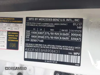 2017 Mercedes-Benz GLS 450 with VIN 4JGDF6EE6HA908431, listed as a IAAI auction lot 41914752 with 156,939 mi miles and . Bid and sale history available at DreamBid. Image 9.