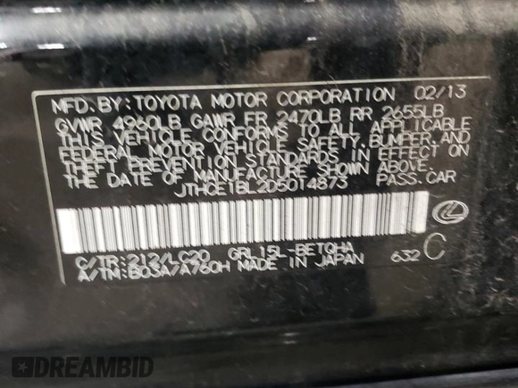 2013 Lexus GS 350 z VIN JTHCE1BL2D5014873, wystawiony jako Copart lot #56748455 z przebiegiem 94 917 mil mil oraz Szkoda całkowita • Salvage title. Historia ofert i sprzedaży dostępna na DreamBid. Obrazek 12.