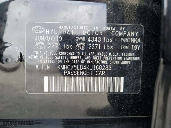 2019 Hyundai Ioniq Plug-In Hybrid Limited with VIN KMHC75LD4KU168283, listed as a Copart auction lot 71283154 with 35,598 mi miles and Non Repairable. Bid and sale history available at carsss.com. Image 13.
