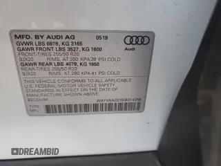 2019 Audi e-tron Prestige z VIN WA1VAAGEXKB014256, wystawiony jako Copart lot #51510555 z przebiegiem 13 692 mil mil oraz Szkoda całkowita • Salvage title. Historia ofert i sprzedaży dostępna na DreamBid. Obrazek 16.