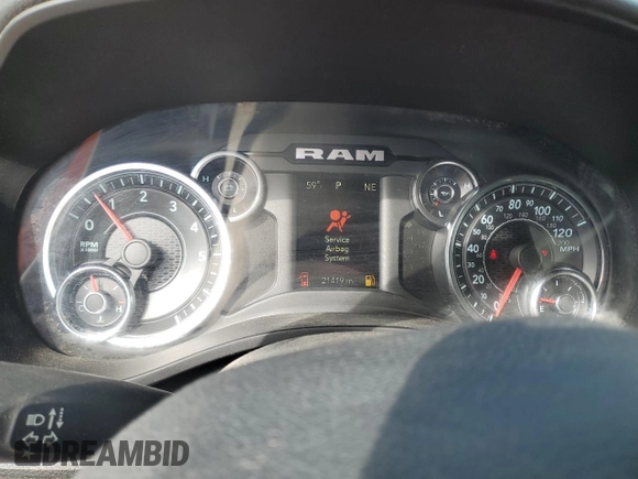 2020 Ram 1500 Big Horn with VIN 1C6SRFFT2LN126099, listed as a Copart auction lot 57753095 with 21,419 mi miles and Salvage title. Bid and sale history available at DreamBid. Image 9.