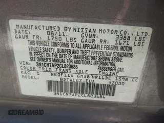 2012 Nissan Versa SL with VIN 3N1CN7AP2CL823686, listed as a IAAI auction lot 42184560 with 123,076 mi miles and . Bid and sale history available at DreamBid. Image 9.