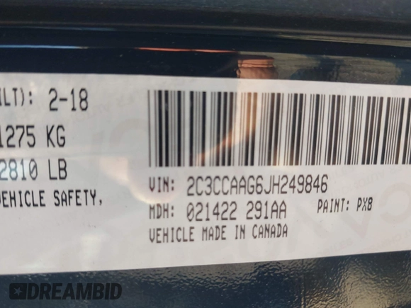 2018 Chrysler 300 Touring L with VIN 2C3CCAAG6JH249846, listed as a IAAI auction lot 41781511 with 95,121 mi miles. Bid and sale history available at carsss.com. Image 9.
