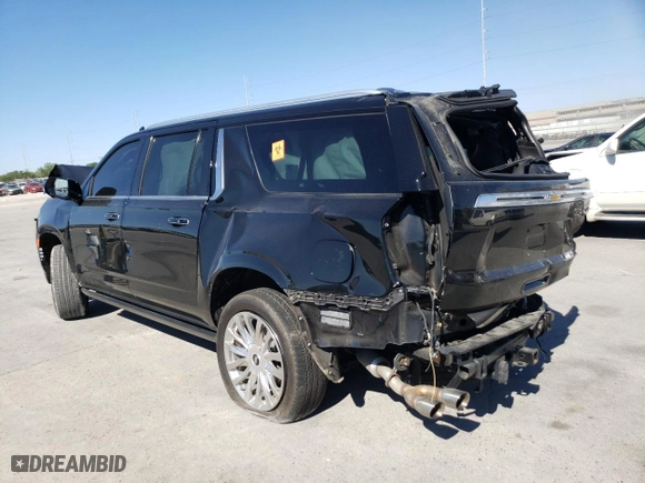 2021 Chevrolet Suburban High Country with VIN 1GNSKGKL3MR208644, listed as a Copart auction lot 49566724 with 0 mi miles and Salvage Title. Bid and sale history available at carsss.com. Image 2.